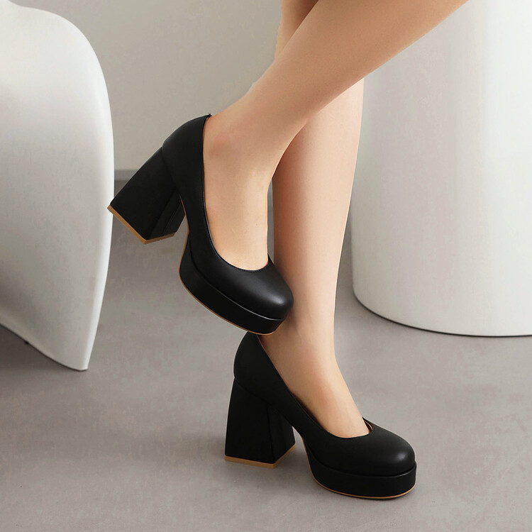 Lolita Mary Jane High Heel Shoes Round Toe Slip-On