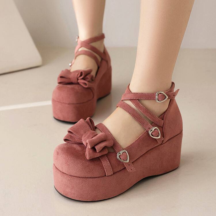 Lolita Platform High Heel Shoes with Bow and Metal Accents