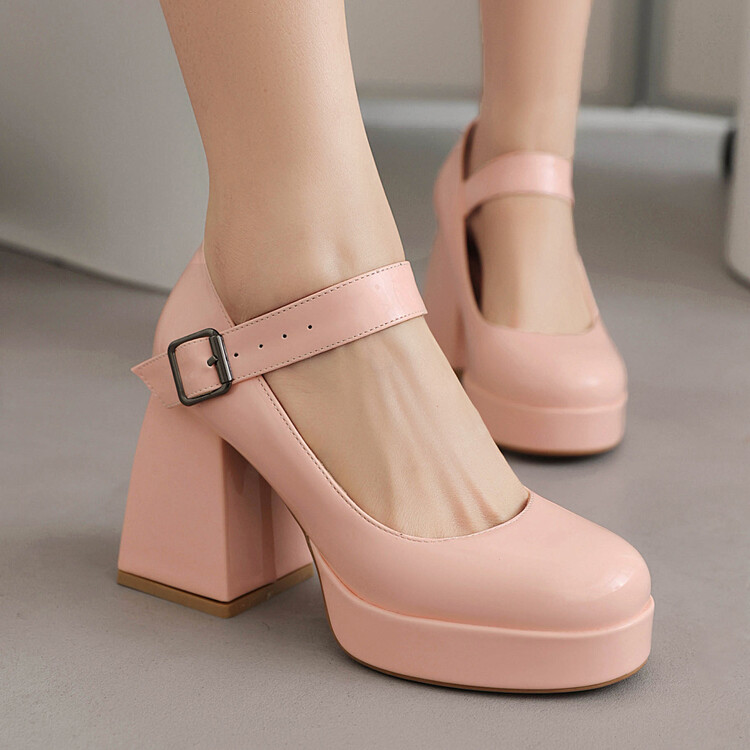 Lolita Mary Jane High Heel Pumps with Buckle Strap