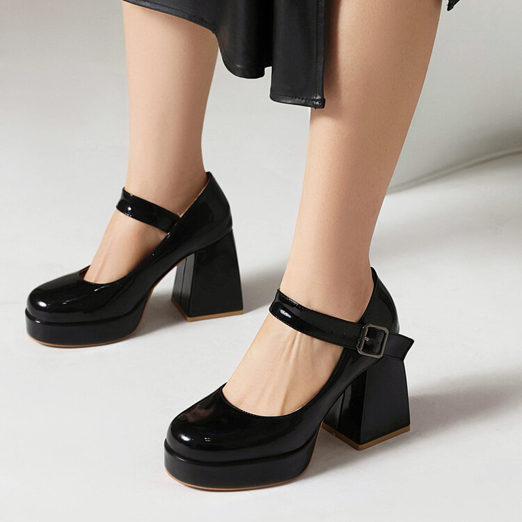 Lolita Mary Jane High Heel Pumps with Buckle Strap - Image 3