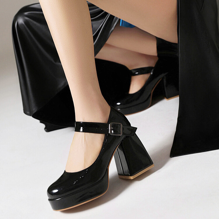 Lolita Mary Jane High Heel Pumps with Buckle Strap - Image 4