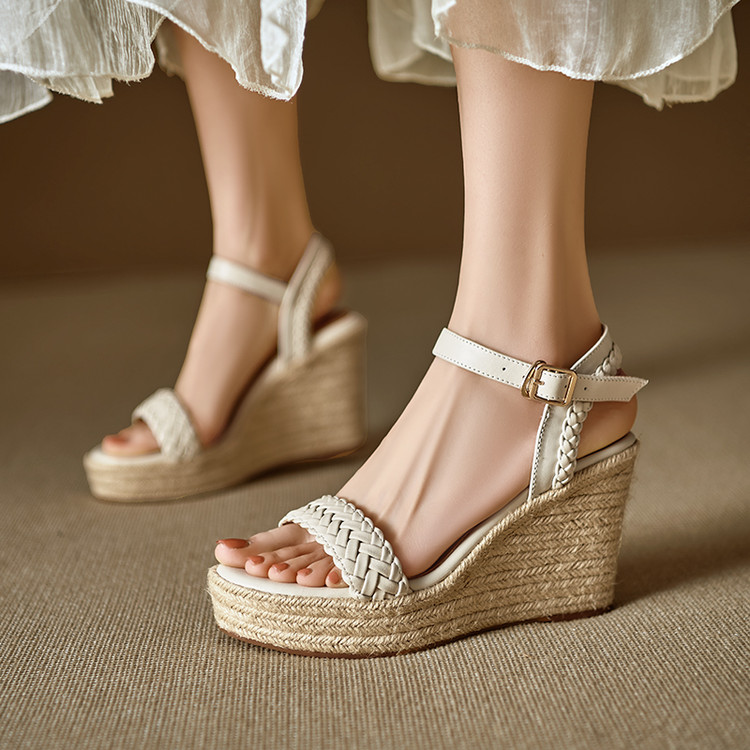 Women's One-Strap Sandals Retro Platform High Heel Open Toe