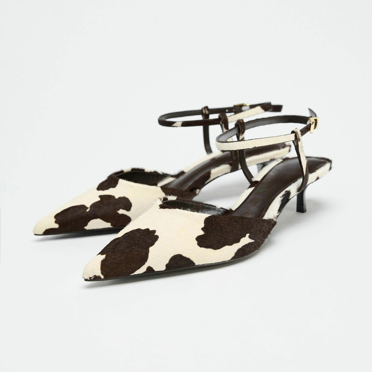Women's Pointed Toe Closed Toe Sandals with Cross Strap and Platform Heel